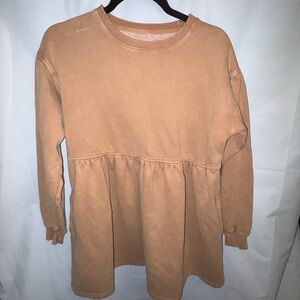 Tan Long Sleeve Peplum Sweatshirt dress ⚡️